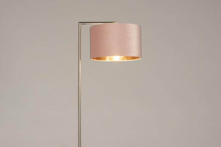 Rietveld Vloerlampen - Staalgrijs, Koper, Roze - Staal, Stof, Huis en Inrichting, Lampen | Vloerlampen, Verzenden