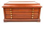 Accessories. Dark Wooden Coin / Token Cabinet with (Bronze