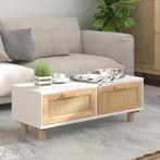 vidaXL Salontafel 80x40x30 cm bewerkt hout en grenenhout wit, Huis en Inrichting, Minder dan 50 cm, 50 tot 100 cm, Verzenden, Nieuw