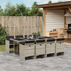 vidaXL 9-delige Tuinset met kussens poly rattan lichtgrijs, Tuin en Terras, Nieuw, 8 zitplaatsen, Tuinset, Verzenden