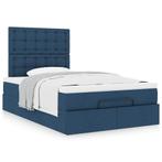 vidaXL Ottoman bed met matras 120x190 cm stof blauw, Nieuw, 190 cm of minder, Twijfelaar, 120 cm