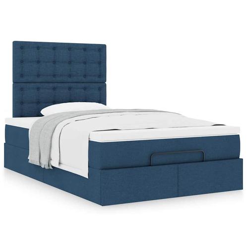 vidaXL Ottoman bed met matras 120x190 cm stof blauw, Huis en Inrichting, Slaapkamer | Bedden, 120 cm, 190 cm of minder, Blauw