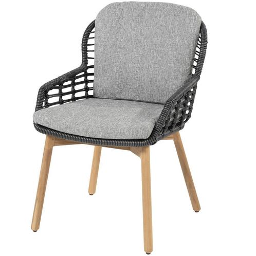 Lugano dining tuinstoel met 2 kussens antraciet teak, Tuin en Terras, Tuinsets en Loungesets, Nieuw, Wicker, Ophalen of Verzenden