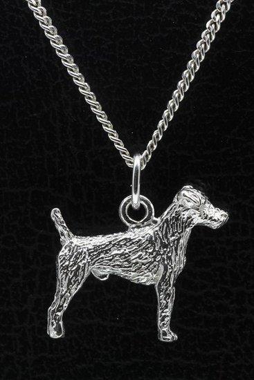 Zilveren Duitse jachtterrier ketting hanger - groot, Sieraden, Tassen en Uiterlijk, Kettinghangers, Verzenden