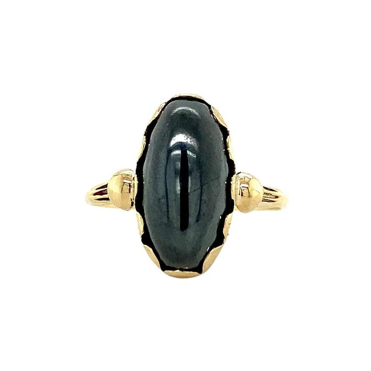 Gouden ring met hematiet 14 krt, Sieraden, Tassen en Uiterlijk, Ringen, Nieuw, Ophalen of Verzenden