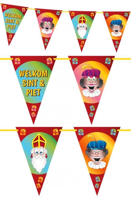 Vlaggenlijn Welkom Sint en Piet Dubbelzijdig 6M, Diversen, Sinterklaas, Verzenden