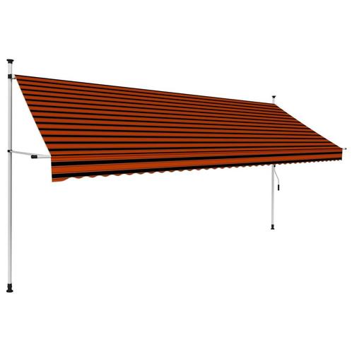 vidaXL Luifel handmatig uittrekbaar 400 cm oranje en bruin, Tuin en Terras, Zonneschermen, Nieuw, Verzenden
