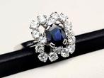 Ring - 18 karaat Witgoud - 2.70ct. tw. Saffier - Diamant, Nieuw