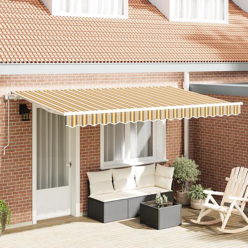 vidaXL Inklapbaar Zonnescherm Multikleur en Geel en Grijs en, Tuin en Terras, Zonneschermen, Nieuw, Verzenden