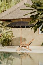 Balinese Parasol houten steel rond 250 cm zwart, Verzenden, Nieuw