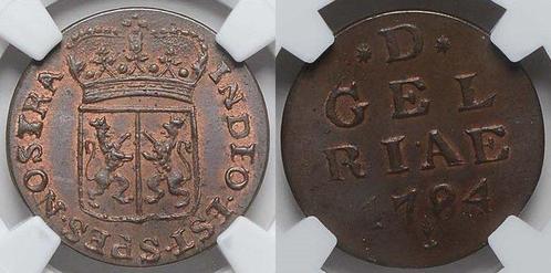 1784 Gelderland, Duit Ngc Ms 63 Bn, Postzegels en Munten, Munten | Europa | Niet-Euromunten, Verzenden