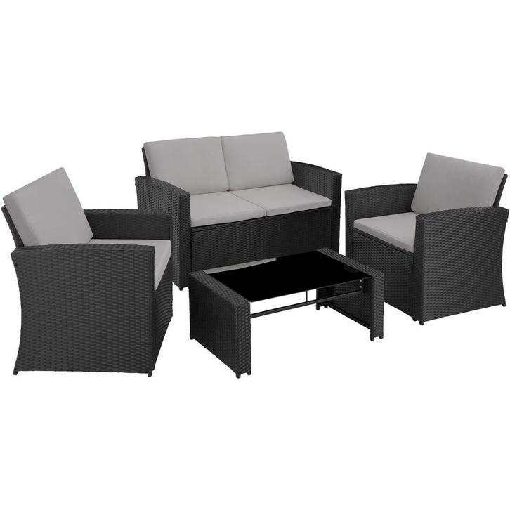Wicker lounge Lucca - zwart / grijs, Tuin en Terras, Tuinsets en Loungesets, Verzenden
