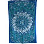 Authentiek Mandala Wandkleed Katoen Blauw/ Wit (215 x 135, Nieuw, Verzenden