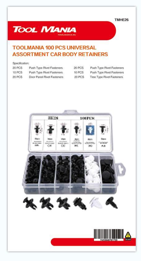 TM 100 Delige Assortiment bekleding Clips  MIX, Auto diversen, Autogereedschap, Nieuw, Verzenden