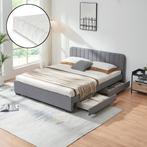 Bed Nofrenna met matras en 4 bedlades 200x140 cm grijs [en.c, Verzenden, Nieuw