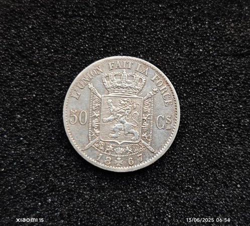 België. Leopold II. 50 Cents 1867 (Zonder Minimumprijs), Postzegels en Munten, Munten | Nederland