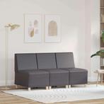 vidaXL Modulaire Bankeenheid Armlos 3 pcs Grijs 55 x 74 x 82, Huis en Inrichting, Verzenden, Nieuw, Leer, Minder dan 150 cm