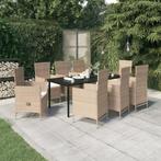 vidaXL 9-delige Tuinset met kussens beige, Nieuw, 8 zitplaatsen, Tuinset, Verzenden