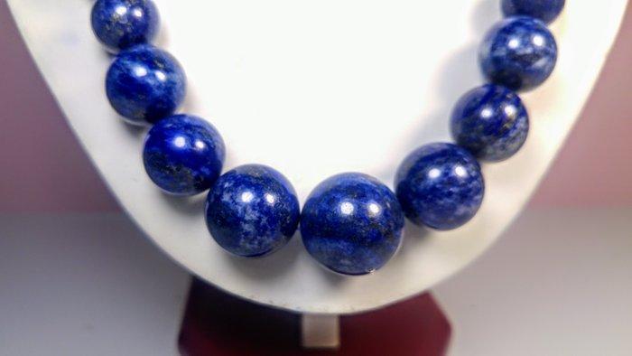 Blauwe lapis lazuli ketting Ronde kralen - Hoogte: 50 cm -, Verzamelen, Mineralen en Fossielen