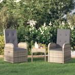 vidaXL Tuinstoelen 2 st verstelbaar met kussens poly rattan, Tuin en Terras, Tuinstoelen, Verzenden, Nieuw, Rotan