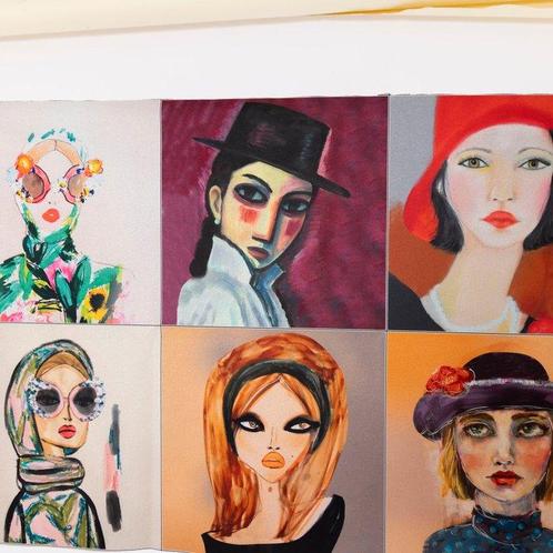 Decoratief weefsel effect wandtapijt – 6 vrouwelijke, Antiek en Kunst, Kunst | Designobjecten