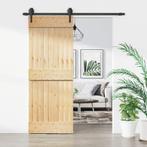 vidaXL Schuifdeur met beslag 80x210 cm massief grenenhout, Doe-het-zelf en Verbouw, Deuren en Horren, Verzenden, Nieuw