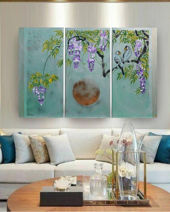 Ksavera - Japanese wisteria J359 - original paintings -, Antiek en Kunst, Kunst | Schilderijen | Modern