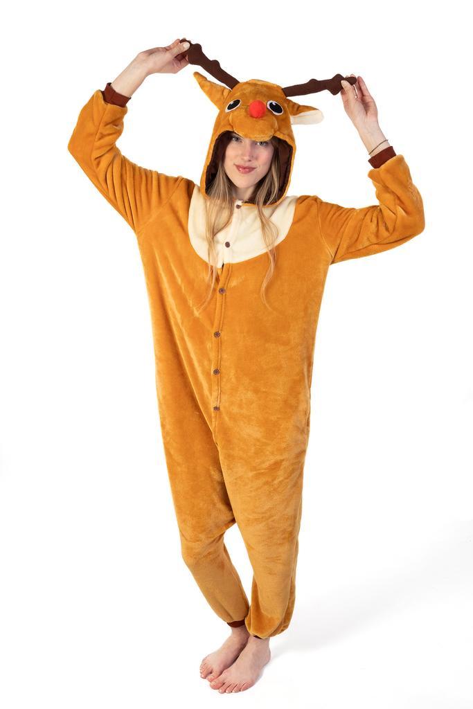 Onesie Rendier Pak S-M Rendierenpak Kostuum Bruin Eland Hert, Kleding | Dames, Carnavalskleding en Feestkleding, Kleding, Nieuw