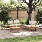 vidaXL Tuinbankset 3 pcs Bruin en Crème 2-zits Small Massief, Verzenden, Nieuw
