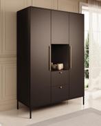 Kledingkast 135cm zwart goud scharnierdeuren Garderobekast, Huis en Inrichting, Kasten | Vitrinekasten, 100 tot 150 cm, Nieuw