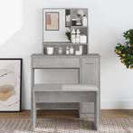vidaXL Kaptafel met spiegel 86,5x35x136 cm betongrijs, Verzenden, Nieuw