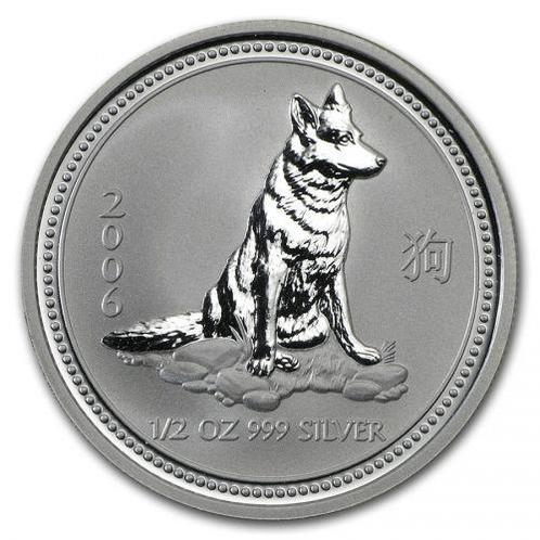 Lunar I - Year of the Dog - 1/2 oz 2006 (39.361 oplage), Postzegels en Munten, Munten | Oceanië, Losse munt, Zilver, Verzenden
