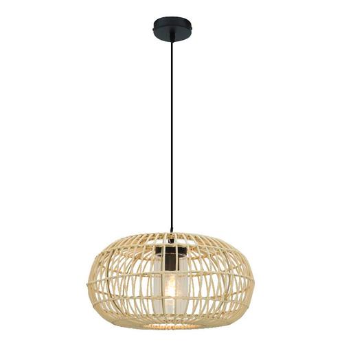 Rotan badkamer hanglamp bruin, Emilio, IP44, Huis en Inrichting, Lampen | Hanglampen, Nieuw, Metaal, 75 cm of meer, Ophalen of Verzenden