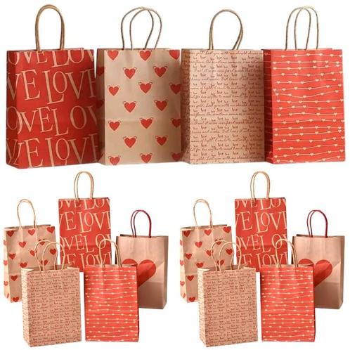 Fako Bijoux® - 12 Papieren Uitdeeltasjes Love & Hearts -, Diversen, Cadeauverpakkingen, Verzenden