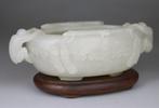 Vaas coupe gesculpteerd Chinees - Mariage Bowl - houten voet, Antiek en Kunst