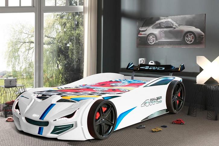 Autobed racebed BLX Wit Kinderkamer raceauto racing F1, Kinderen en Baby's, Kinderkamer | Bedden, 85 tot 100 cm, 180 cm of meer