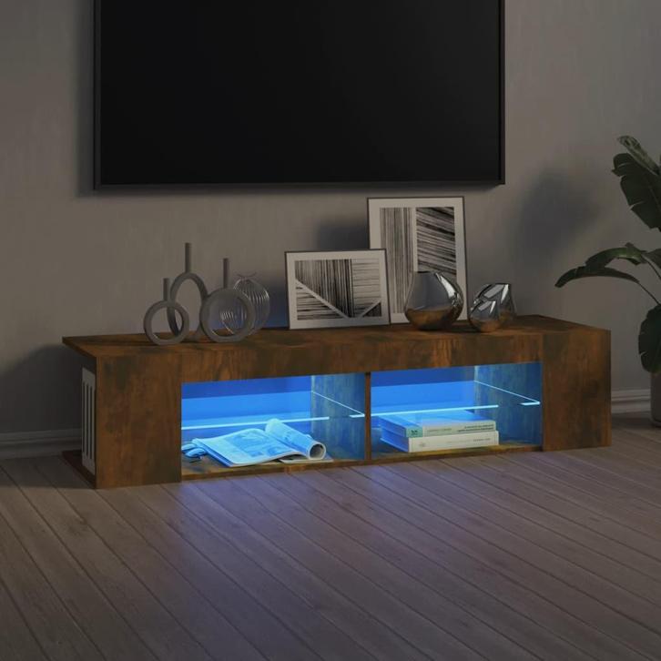 vidaXL Tv-meubel LED-verlichting 135x39x30 cm gerookt, Huis en Inrichting, Kasten | Televisiemeubels, 25 tot 50 cm, Nieuw, Overige houtsoorten