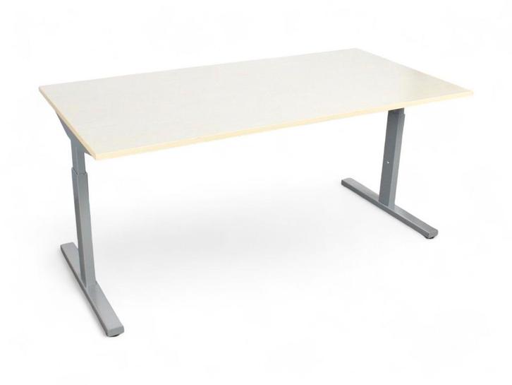 Recht T-poot bureau, 160x80cm, ahorn-aluminium, Huis en Inrichting, Bureaus, Nieuw, Ophalen of Verzenden