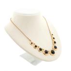 Antiek gouden collier met granaat | 43,5 cm (vintage), Gebruikt, Overige kleuren, Ophalen of Verzenden, Met edelsteen
