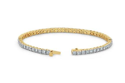 Tennis armband - 14 karaat Geel goud - 6.05ct. tw. Diamant, Sieraden, Tassen en Uiterlijk, Antieke sieraden