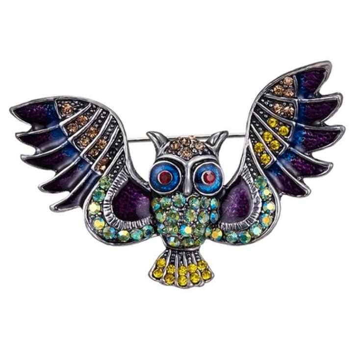 Fako Bijoux - Broche - Uil Breed - Kristal - 56x35mm -, Sieraden, Tassen en Uiterlijk, Broches, Verzenden