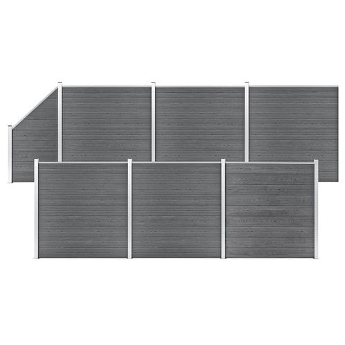 vidaXL Schuttingset 6 vierkant en 1 schuin 1138x186 cm HKC, Tuin en Terras, Schuttingen, Nieuw, Kunststof, 1 tot 2 meter, Verzenden