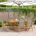 vidaXL 7-delige Tuinset poly rattan en massief hout grijs, Tuin en Terras, Tuinsets en Loungesets, Verzenden, Nieuw, Hardhout