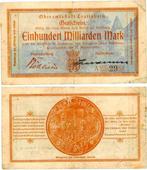 Duitsland Crailsheim 1923 Notgeld 100 Milliarden Mark blau, Verzenden