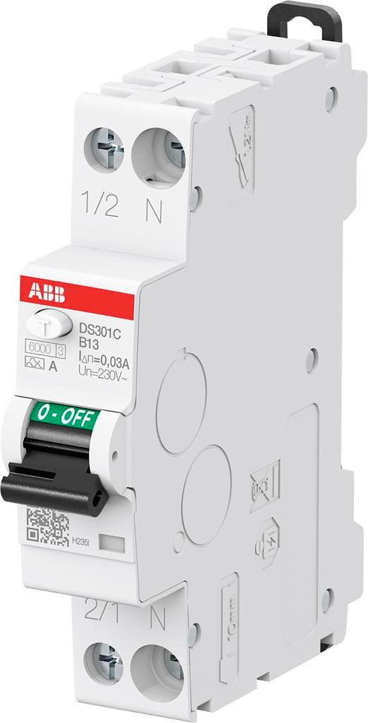 ABB aardlekautomaat | 16A, 30mA, C-kar, 1P+N (18mm) | DS301C, Doe-het-zelf en Verbouw, Elektra en Kabels, Nieuw, Ophalen of Verzenden