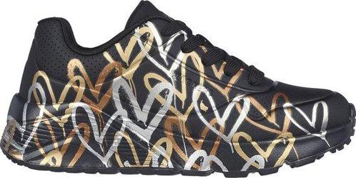 Skechers Uno Lite - Metallic Love Meisjes Sneakers - Zwart/G, Kinderen en Baby's, Kindermode-accessoires, Nieuw, Verzenden