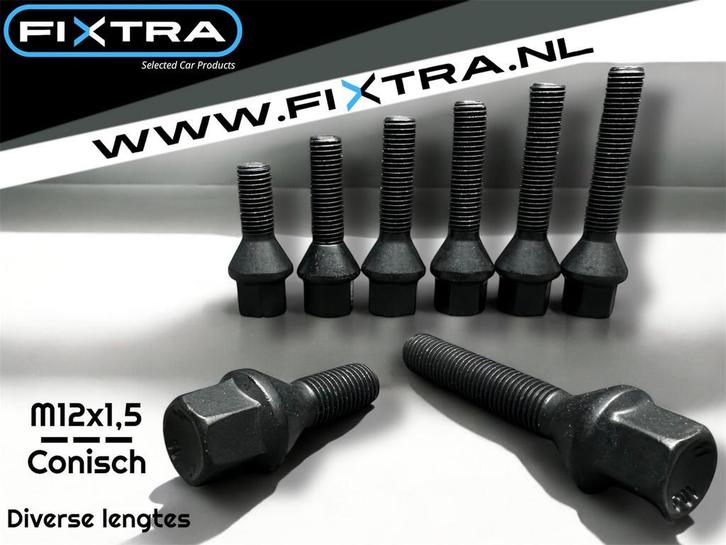Zwarte wielbouten M12x1,5 Conisch 45mm (M12 x 1,5), Auto diversen, Tuning en Styling
