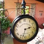 Stationsklok Retro Zwart Tweezijdig (Klokken, Interieur), Verzenden, Nieuw