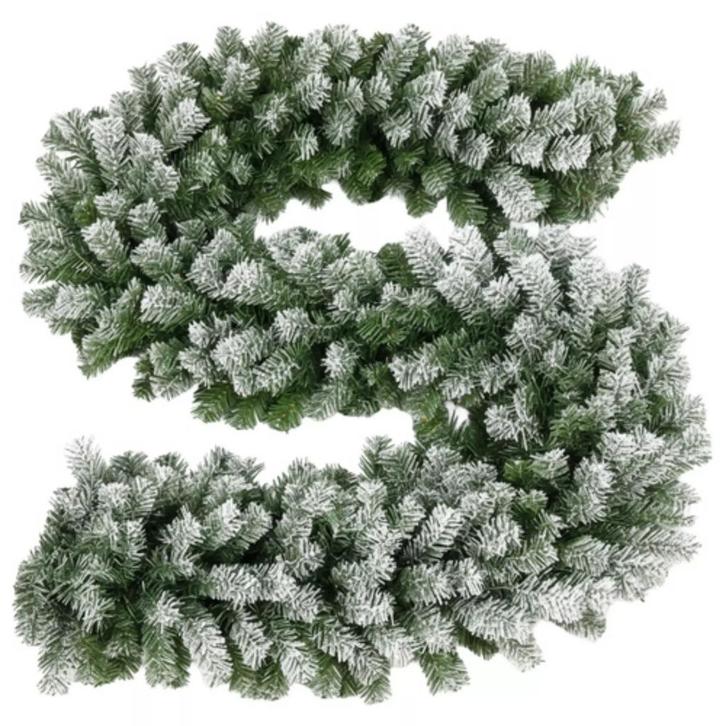 Ruhhy Kerstslinger met sneeuw 270 cm – Dikke kunstguirlan., Diversen, Kerst, Nieuw, Ophalen of Verzenden
