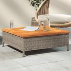 vidaXL Tuintafel 70x70x25 cm poly rattan en acaciahout grijs, Tuin en Terras, Verzenden, Nieuw